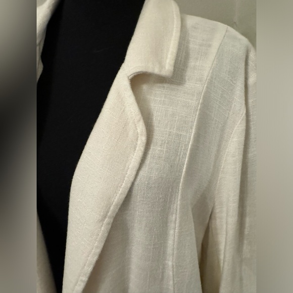 Anthropologie Cream Linen Blazer Tulip Back 14 - Picture 3 of 8